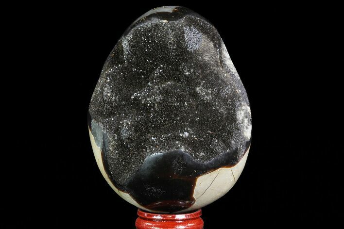 Septarian Dragon Egg Geode - Black Crystals #71911